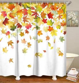 img 4 attached to Fall Leaves Shower Curtain Set With 12 Hooks - 72 W X 72 H In For Thanksgiving Decorations & Waterproof Bathroom Use