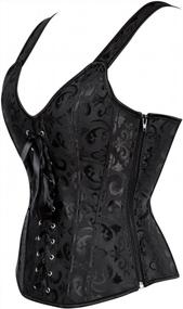 img 3 attached to Black Gothic Lace-Up Corset Bustier Top With Boning And Straps - US Size 2XL (12-14)