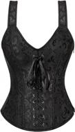 black gothic lace-up corset bustier top with boning and straps - us size 2xl (12-14) logo