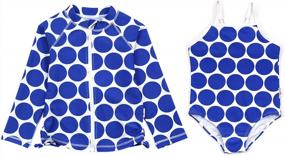 img 4 attached to Girl'S UPF 50 Long Sleeve Rash Guard & 1 Piece Swimsuit - Multiple Colors By SwimZip