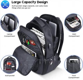 img 2 attached to 15.6-17Inch Laptop Backpack TSA Large Bag School Bookbags For Men&Women Black