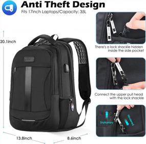img 3 attached to 15.6-17Inch Laptop Backpack TSA Large Bag School Bookbags For Men&Women Black