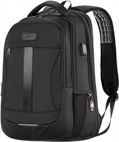 img 4 attached to 15.6-17Inch Laptop Backpack TSA Large Bag School Bookbags For Men&Women Black