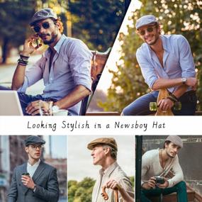 img 1 attached to Men'S Adjustable Irish Newsboy Hats - Flat Cap, Gatsby Tweed Ivy, Cabbie Style