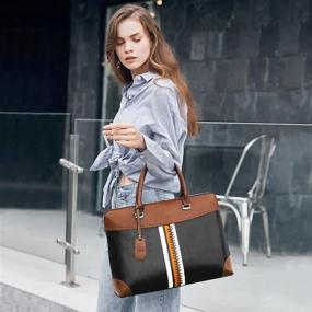 img 2 attached to Винтажный кожаный портфель для женщин — деловая сумка для ноутбука 15,6 дюймов от CLUCI