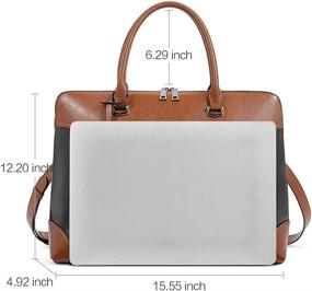img 1 attached to Винтажный кожаный портфель для женщин — деловая сумка для ноутбука 15,6 дюймов от CLUCI