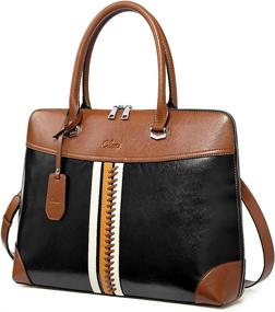 img 4 attached to Vintage Leather Briefcase For Women - 15.6 Inch Laptop Business Bag By CLUCI