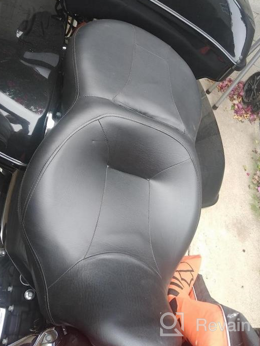 img 1 attached to Harley Davidson Touring Road King Ultra CVO Street Glide, Road Glide And Electra Glide 2009-2020 Deluxe One-Piece Two-Up Motorcycle Rider Passenger Seat (Black Red) review by Mack Cruz