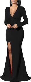 img 4 attached to Show Off Your Curves In The Stunning GOBLES Women'S V Neck Bodycon Maxi Dress For Cocktail Parties