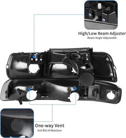 img 2 attached to DWVO Фары для Chevy Silverado & Tahoe Suburban 🚙 - Линза дымчато-черного корпуса | Прозрачное отражательное стекло - Совместимо с 1999-2002 годами