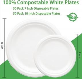 img 2 attached to I00000 100-Pack Heavy Duty Compostable Paper Plates - Biodegradable, Eco-Friendly, And Microwaveable Bagasse Plates For Parties, Picnics, And Events - Natural White Sugarcane Disposable Plates Set