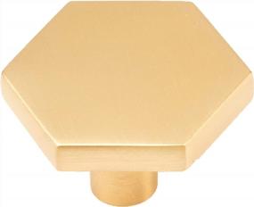 img 4 attached to Ilyapa Brushed Gold Kitchen Cabinet Knobs - Brass Hexagon Drawer Handles - 10 Pack Of Kitchen Cabinet Hardware
