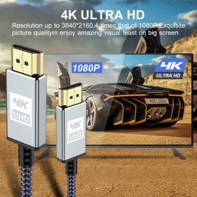 img 1 attached to Кабель HDMI 1,5 фута 4K при 60 Гц, 1080P при 144 Гц Высокоскоростной 18 Гбит / с Позолоченный нейлоновый плетеный HDR HDCP 2.2 2160P 3D ARC для Roku TV PS5 PS4 Xbox HDTV Blu-Ray и монитор - серый