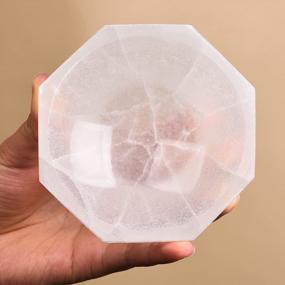 img 4 attached to Moroccan Octagon Selenite Charging Tray - AMOYSTONE 4-Inch Bowl For Crystal Cleansing And Energy Charging