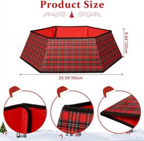 img 3 attached to Red & Black Plaid Christmas Tree Collar Stand Cover - Perfect For Home Party Decorations!