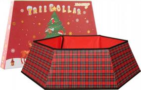 img 1 attached to Red & Black Plaid Christmas Tree Collar Stand Cover - Perfect For Home Party Decorations!