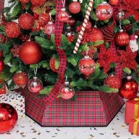 img 4 attached to Красно-черная клетчатая подставка для ошейника для рождественской елки - идеально подходит для украшения домашней вечеринки!