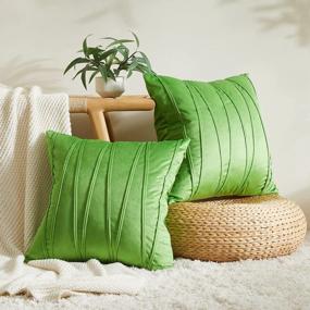img 4 attached to Add A Pop Of Color And Style With Top Finel'S Rustic Velvet Pillow Covers - Set Of 2 In Apple Green (16X16 Inches)