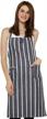 encasa homes kitchen apron for women with pockets & towel holder size 27 x 33 inch with adjustable neck classic roma navy blue stripes - 100% cotton can be used by men & chefs cooking & baking logo