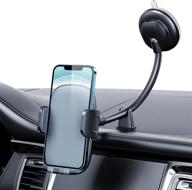📱 qifutan car phone holder mount - super suction & stable long arm dashboard windshield mount for iphone and all smartphones, grey logo