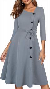 img 4 attached to Make A Statement And Get Noticed In HOMEYEE'S Asymmetry Neckline Swing Dress A241