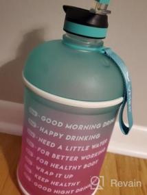 img 5 attached to Мотивационная бутылка для воды с маркером времени - Vmini 1 галлон, герметичный, для занятий спортом на открытом воздухе, большой емкости (128 унций, темно-синий) для ежедневного увлажнения