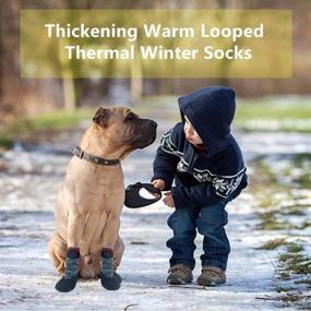 img 1 attached to 🐾 Mihachi Dog Socks: Rubber-Sole Paw Protectors with Velcro Straps for Winter Traction and Anti-Slip Control - Waterproof Boots for Paw Protection