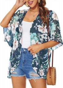 img 2 attached to Stylish Floral Kimono Beach Cover Up For Women- Loose And Flowy Chiffon Cardigan
