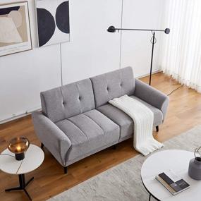 img 1 attached to Обновите свою гостиную с помощью стильного дивана Ivinta с тафтингом в стиле модерн середины века в сером цвете - маленький размер, большой эффект!