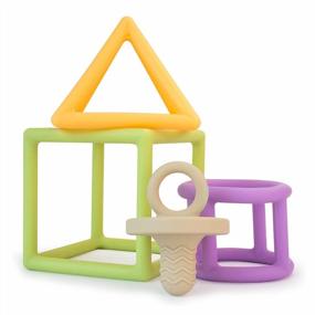 img 4 attached to Сенсорные игрушки и игрушки для прорезывания зубов для детей в возрасте 0-6 месяцев и 6-12 месяцев - удобные силиконовые прорезыватели и пустышки с геометрическим рисунком для оптимального облегчения