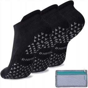 img 4 attached to Stay Steady And Comfortable: Unisex Non-Slip Grip Socks For Yoga, Pilates, Hospital And Barre Workouts With Cushioned Ankle Support