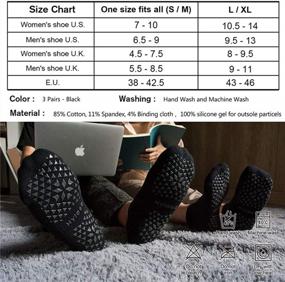 img 3 attached to Stay Steady And Comfortable: Unisex Non-Slip Grip Socks For Yoga, Pilates, Hospital And Barre Workouts With Cushioned Ankle Support