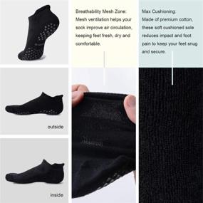 img 1 attached to Stay Steady And Comfortable: Unisex Non-Slip Grip Socks For Yoga, Pilates, Hospital And Barre Workouts With Cushioned Ankle Support