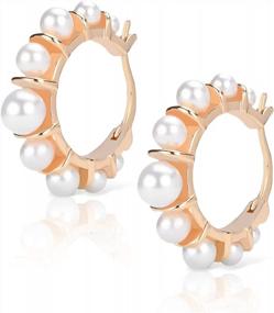 img 4 attached to 18K Gold Plated Natural Pearl Hoop Earrings - Perfect Gift For Women & Girls!