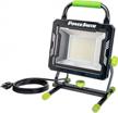 powersmith pwls150h 15000 portable led work light with two brightness modes, metal housing and stand, 10 ft. power cord, impact resistant lens, and 5 year warranty logo