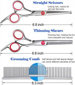 img 3 attached to Complete Dog Grooming Scissors Kit With Round Tips, Thinning Shears, Comb, And Clippers For Precise Pet Hair Trimming