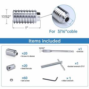 img 2 attached to Muzata 20Pack Invisible Swageless 3/16" Cable Railing Kit Lag Screw CableGenie System Completely Hidden For Wire Rope Wood Posts T316 Stainless Steel 10 Cable Line CB18, CL1 CG1
