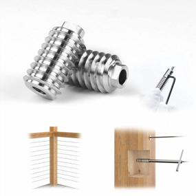 img 4 attached to Muzata 20Pack Invisible Swageless 3/16" Cable Railing Kit Lag Screw CableGenie System Completely Hidden For Wire Rope Wood Posts T316 Stainless Steel 10 Cable Line CB18, CL1 CG1