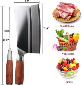 img 3 attached to Meat Cleaver, Heavy Duty Chinese Chef Knife, German Steel Multi-Purpose Kitchen Knife With Comfortable Pearwood Handle, Gift Box Included, 7 Inch Kitory Bone Chopping Knife,