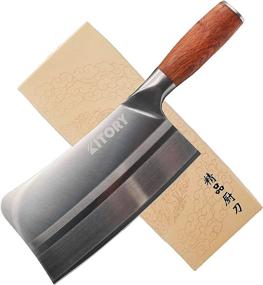 img 4 attached to Meat Cleaver, Heavy Duty Chinese Chef Knife, German Steel Multi-Purpose Kitchen Knife With Comfortable Pearwood Handle, Gift Box Included, 7 Inch Kitory Bone Chopping Knife,