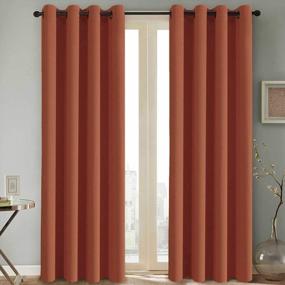 img 4 attached to H.VERSAILTEX Thermal Insulated Blackout Room Darkening Curtains - Burnt Ochre, 52X84 Inches (Set Of 2) For Nursery/Baby Care