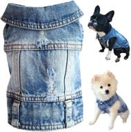 👕 blue puppy denim t-shirt & strangefly dog jean jacket set - machine washable, comfortable & cool apparel for small-medium dogs, cats, and pets логотип