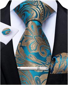 img 4 attached to DiBanGu Men'S Paisley Necktie Set With Silk Pocket Square, Woven Tie, Handkerchief, And Cufflinks