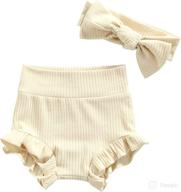 👶 mubineo infant baby girl boy basic plain cotton ruffle bloomer shorts headband set - stylish and comfortable clothing for your little one логотип