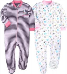 img 4 attached to Cotton Footed Baby Pajamas With Loose Fit For Comfortable Sleep - Long Sleeve Toddler Onesies For Boys And Girls