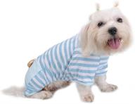 🐾 soft cotton pet dog jumpsuit pajamas - cute overall cat and doggy clothes for play and sleep - comfortable apparel with stripes logo
