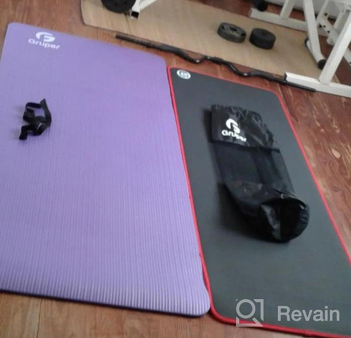 img 1 attached to Premium Non-Slip Yoga Mat With Carrying Strap And Bag - 72"L X 32"W, Ideal For Exercise And Fitness At Home - Gruper Thick Workout Mat review by Albert Dorsett