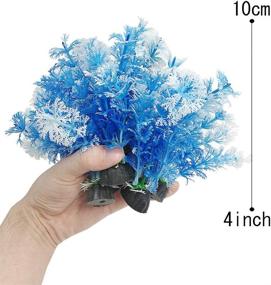img 2 attached to Aquarium Plants Fish Tank Decorations Set: Small/Medium-Sized Plastic Artificial Plant Goldfish Waterscape Fish Hides (10pcs-Blue Set)
