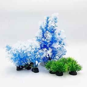 img 4 attached to Aquarium Plants Fish Tank Decorations Set: Small/Medium-Sized Plastic Artificial Plant Goldfish Waterscape Fish Hides (10pcs-Blue Set)