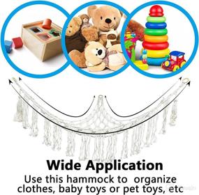 img 1 attached to 🧸 CBEC Toy Hammock: Stylish Hanging Net with Tassels for Plush Toy Storage and Organization in Nursery, Playroom, Bedroom